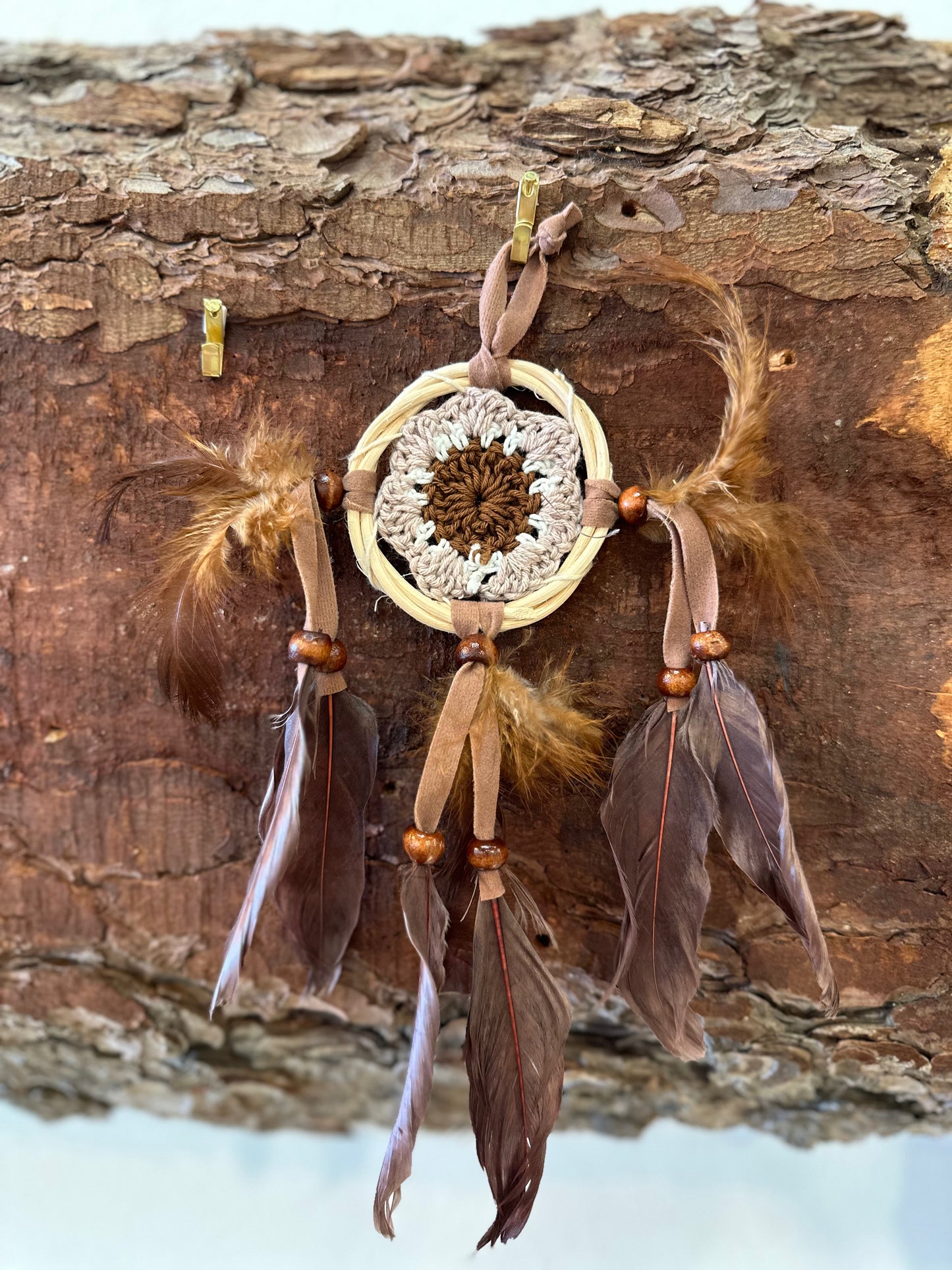 Native American Brown Dreamcatcher With Feathers