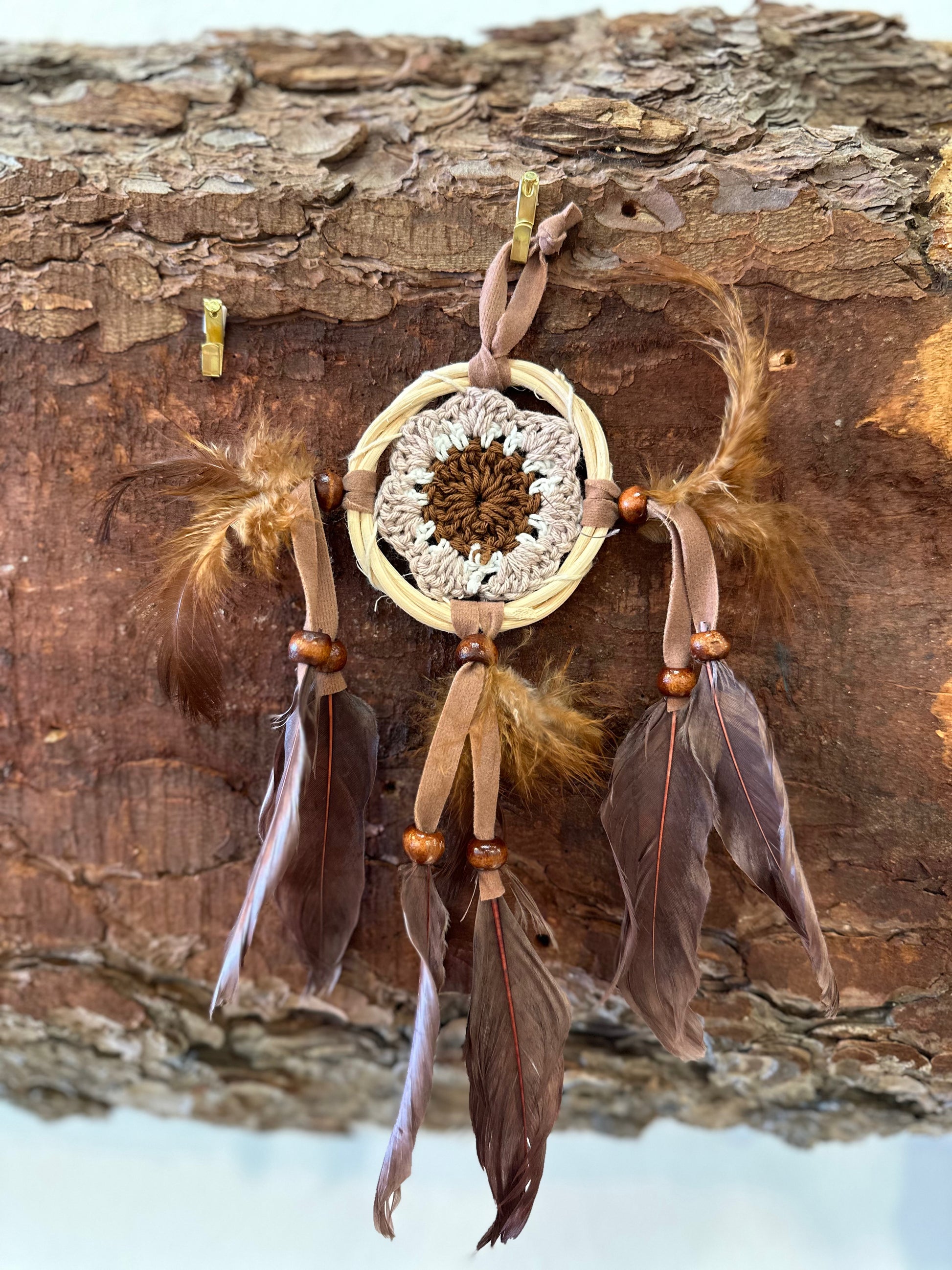 Native American Brown Dreamcatcher With Feathers