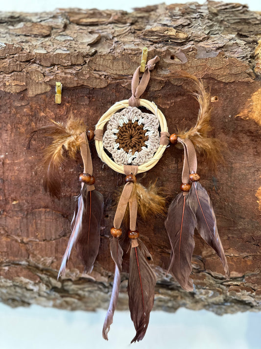 Native American Brown Dreamcatcher With Feathers