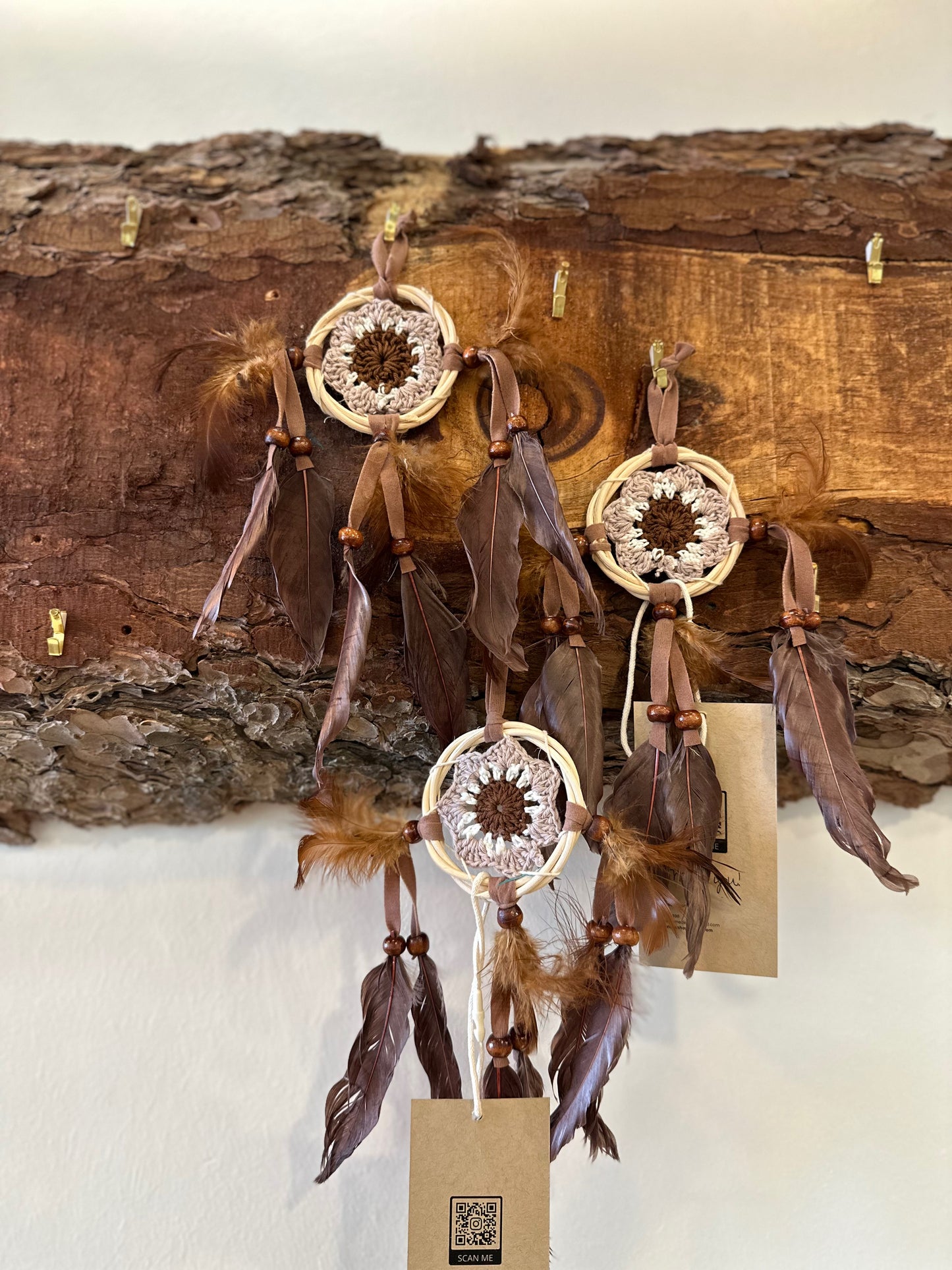 Native American Brown Dreamcatcher With Feathers