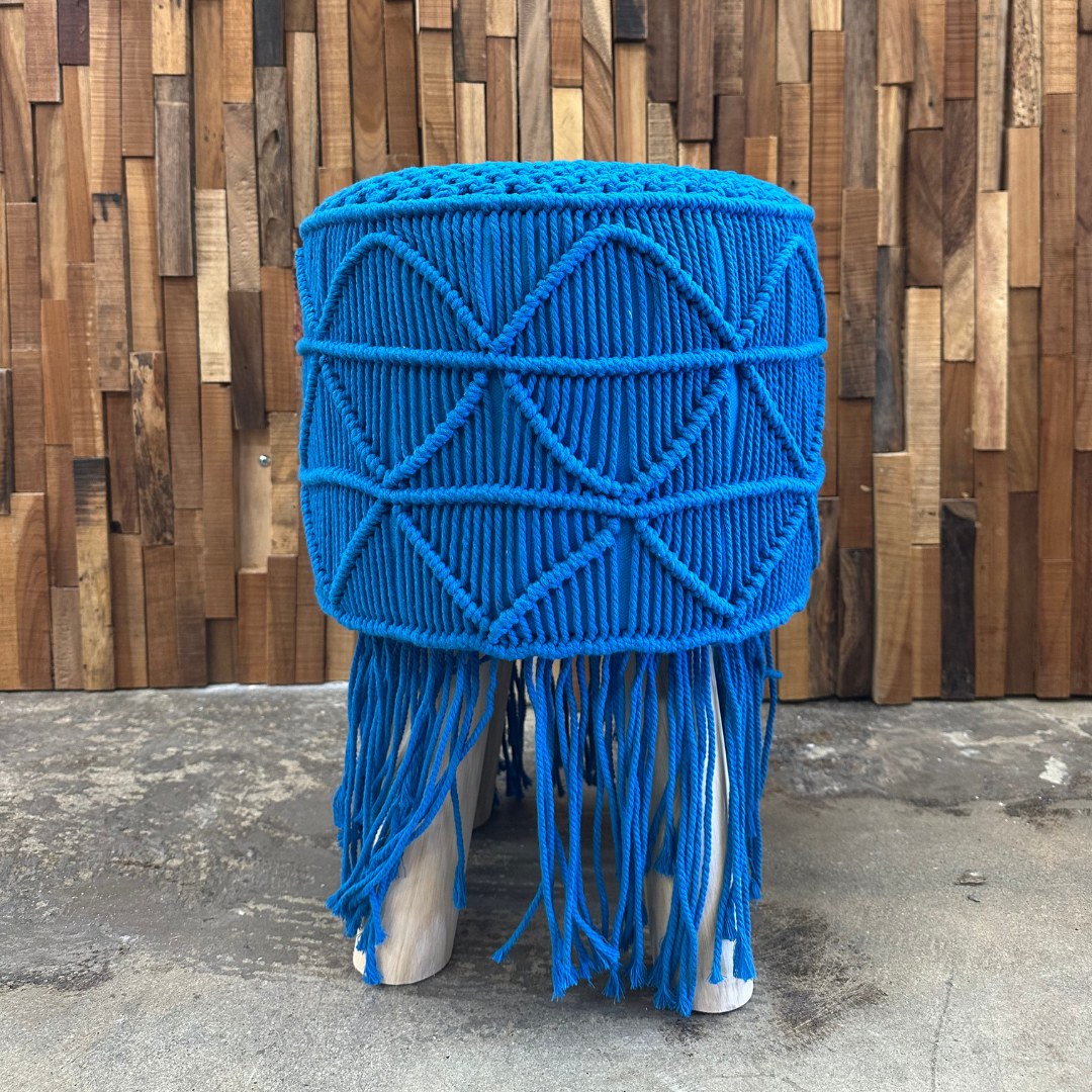 Stool wood, macrame