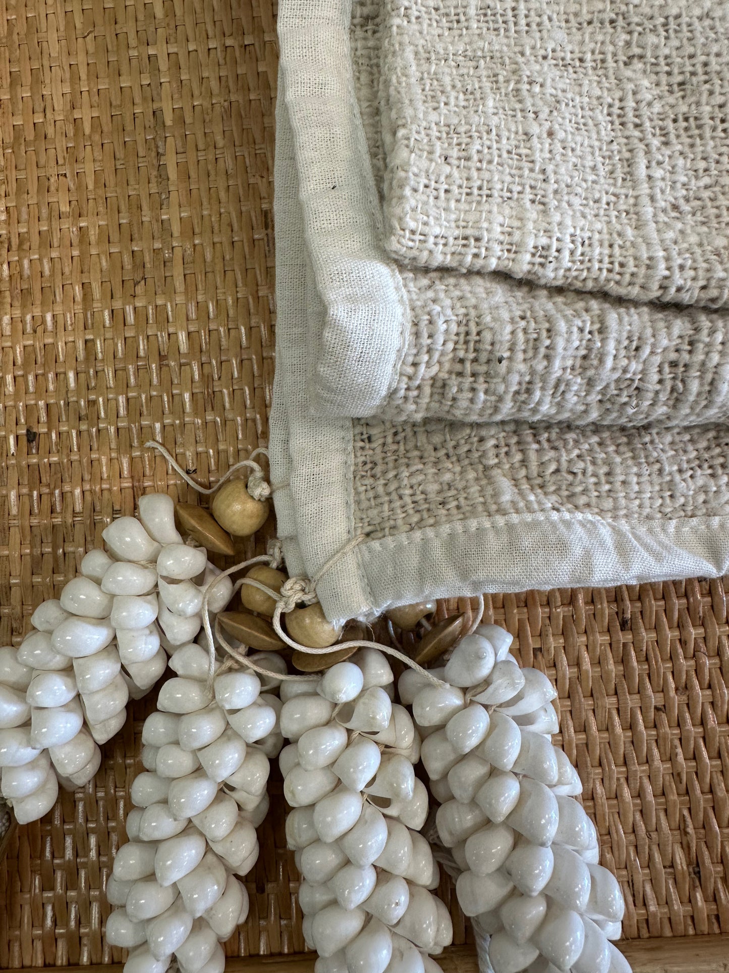 White Blanket With Shells