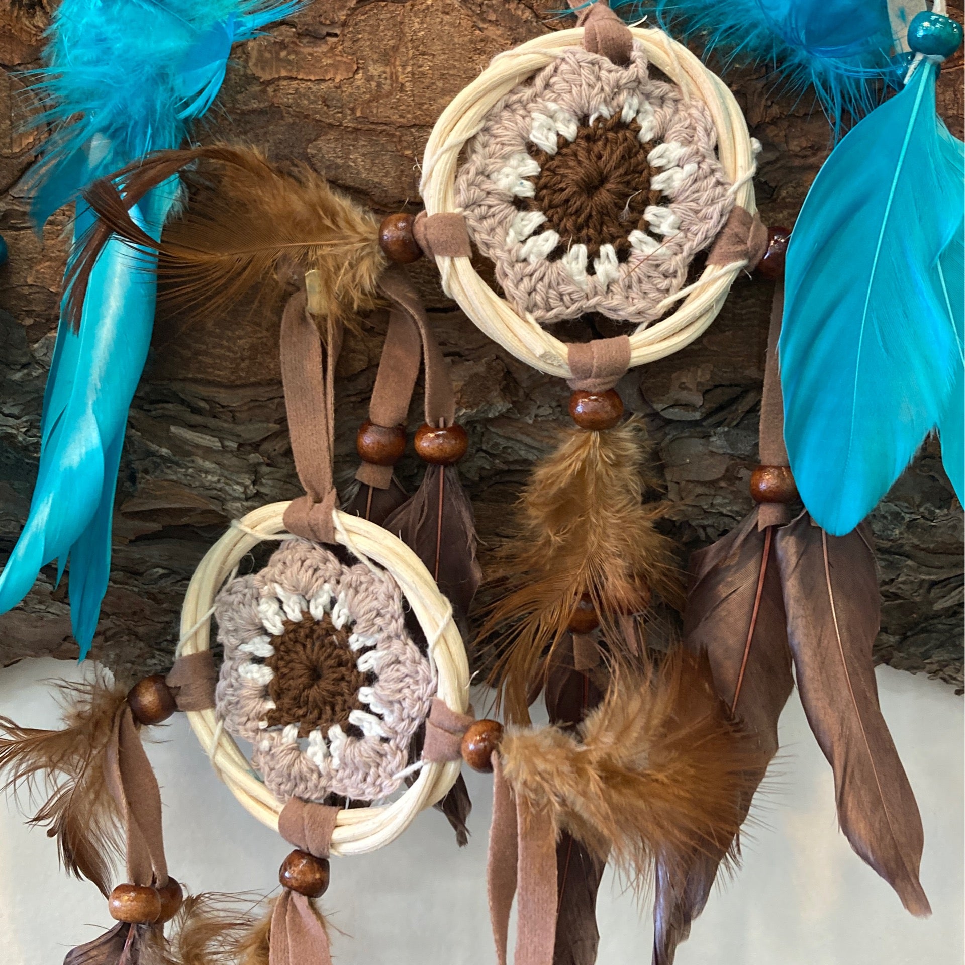 Native American Brown Dreamcatcher With Feathers