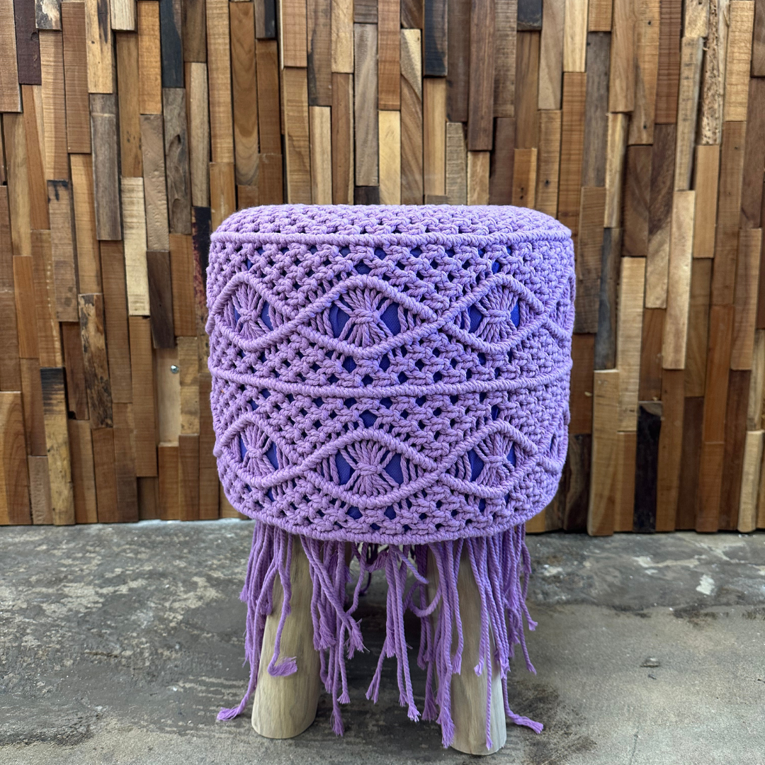 Stool wood, macrame