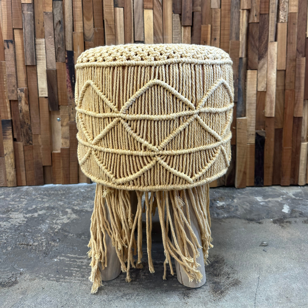 Stool wood, macrame