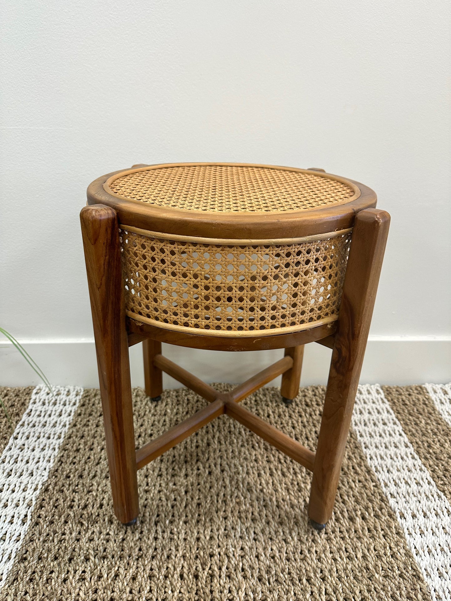 Rattan & Teak Wood Side Table
