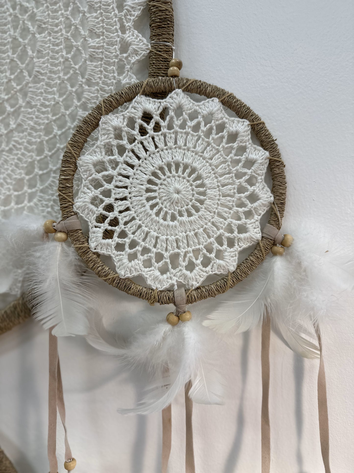 White Macrame Dreamcatcher