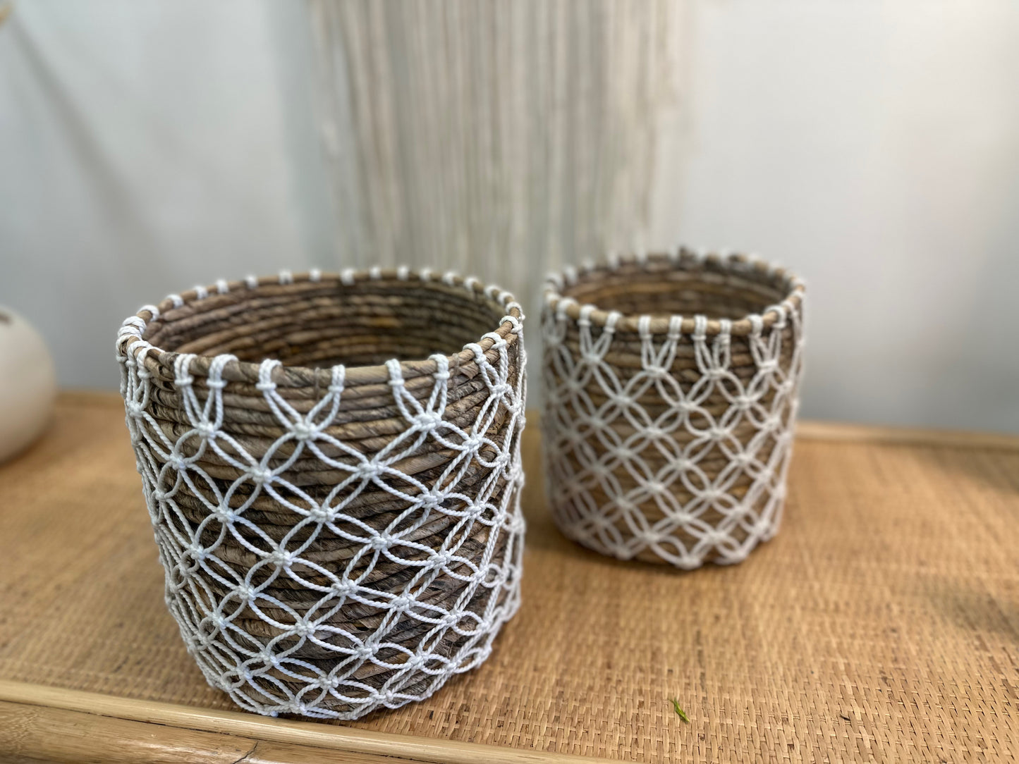 Macrame & Rattan Basket