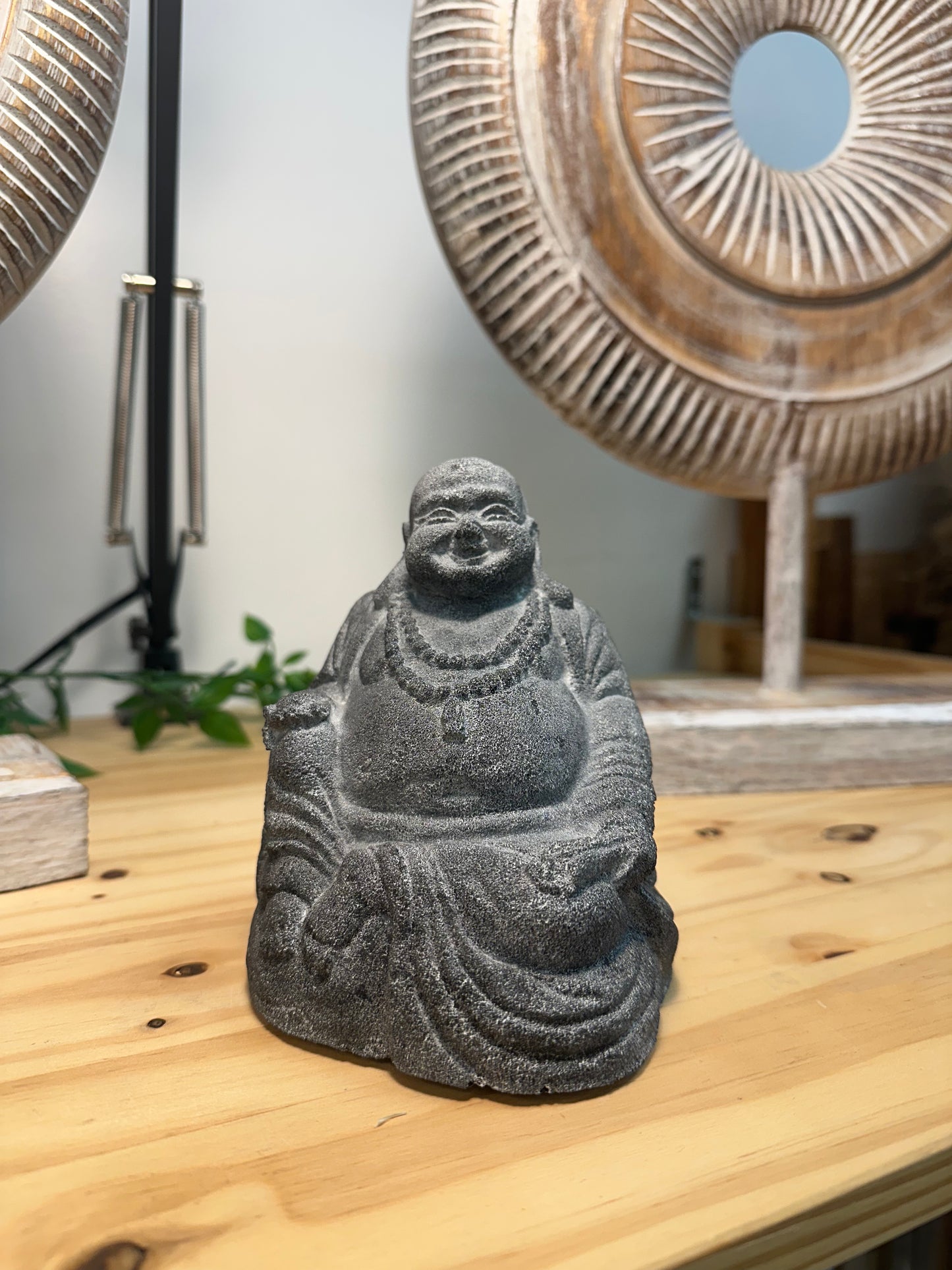mini stone happy buddah statue