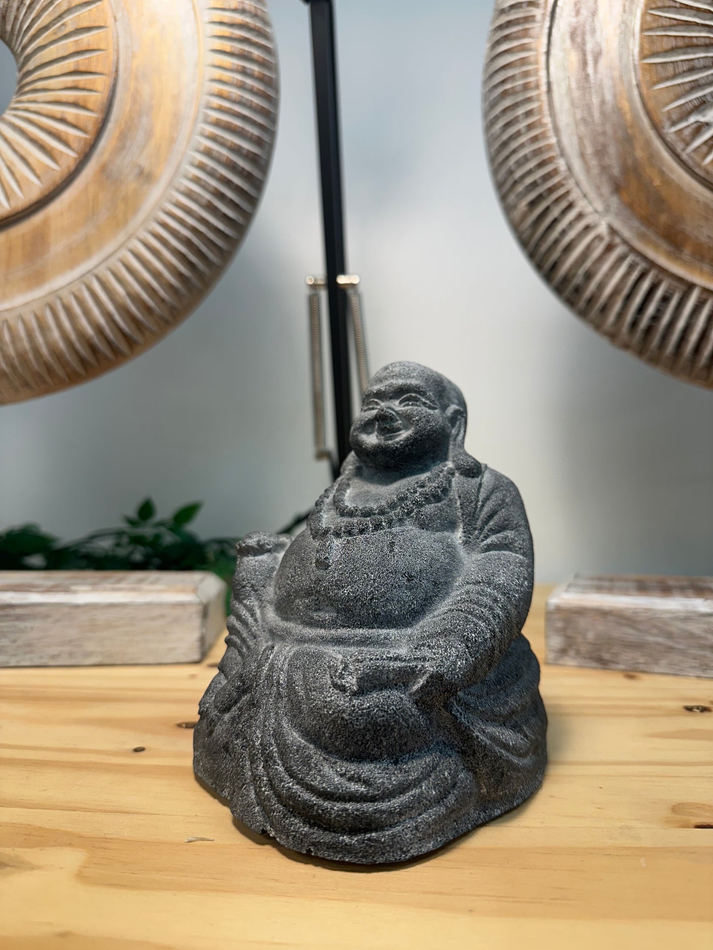 mini stone happy buddah statue