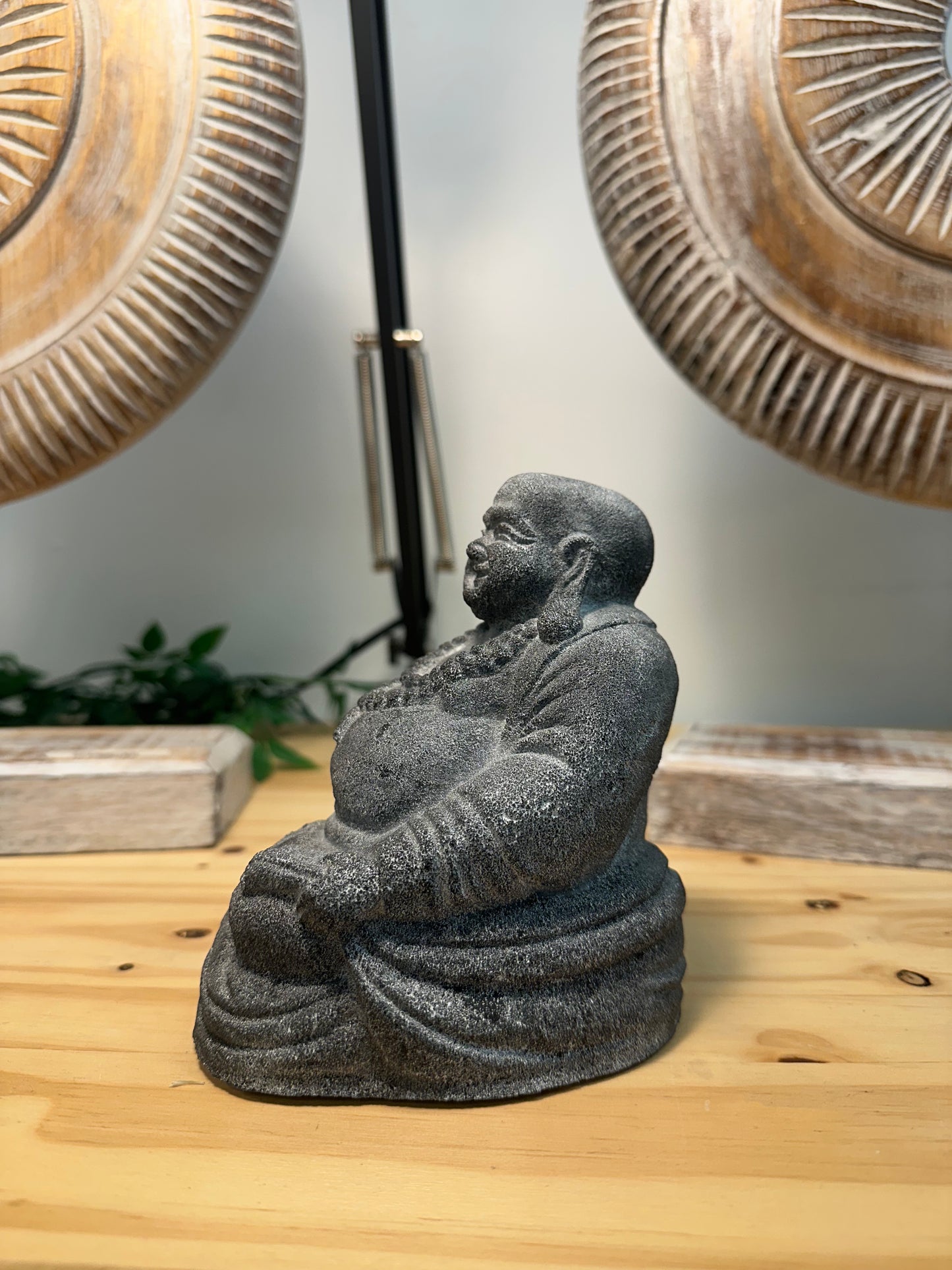 mini stone happy buddah statue