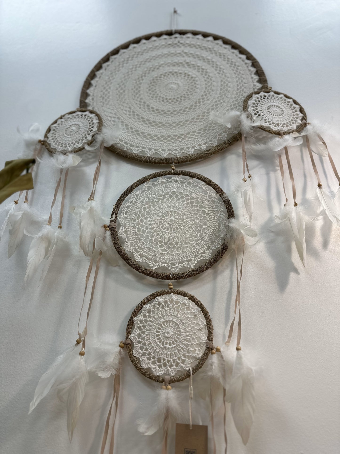 White Macrame Dreamcatcher