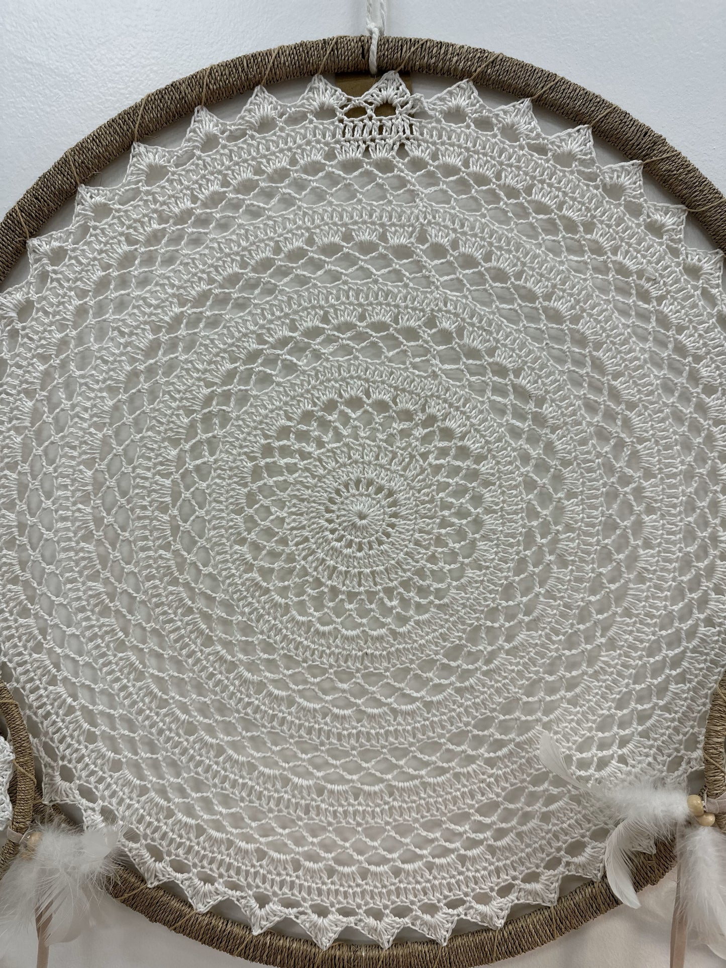 White Macrame Dreamcatcher