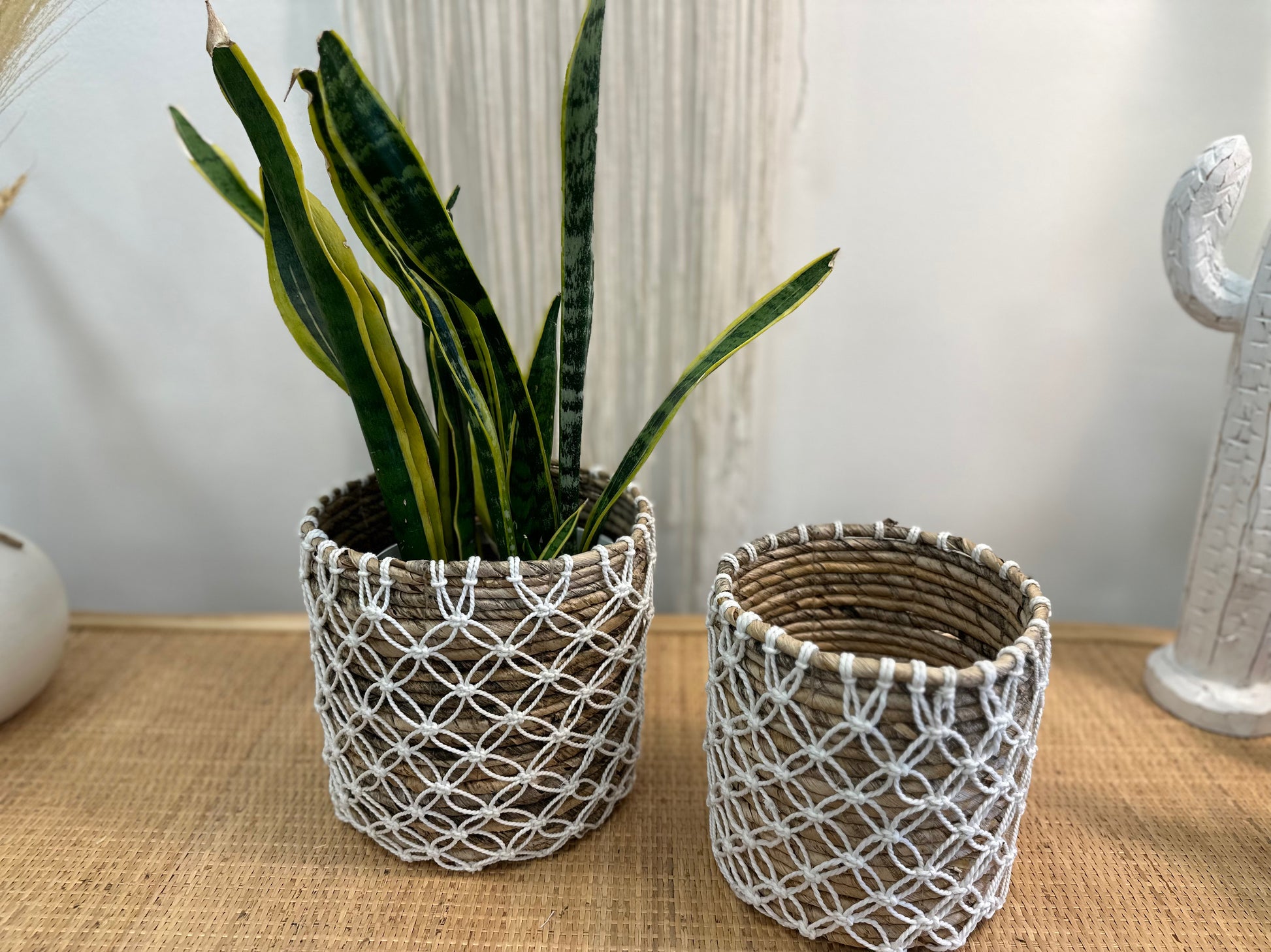 Macrame & Rattan Basket