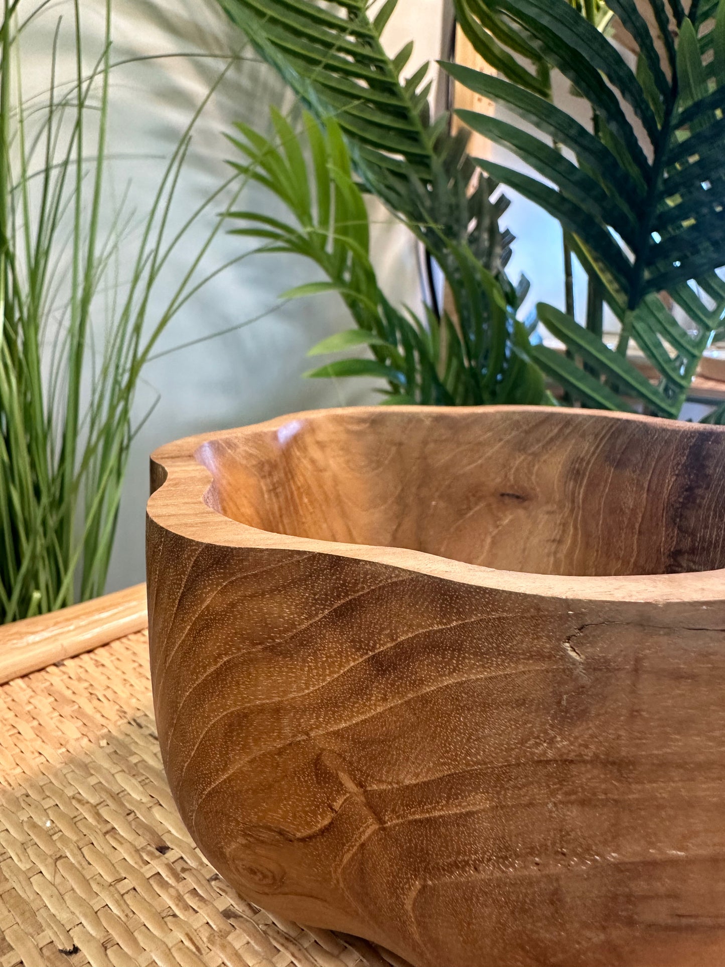 Teak Wood Flower Bowl