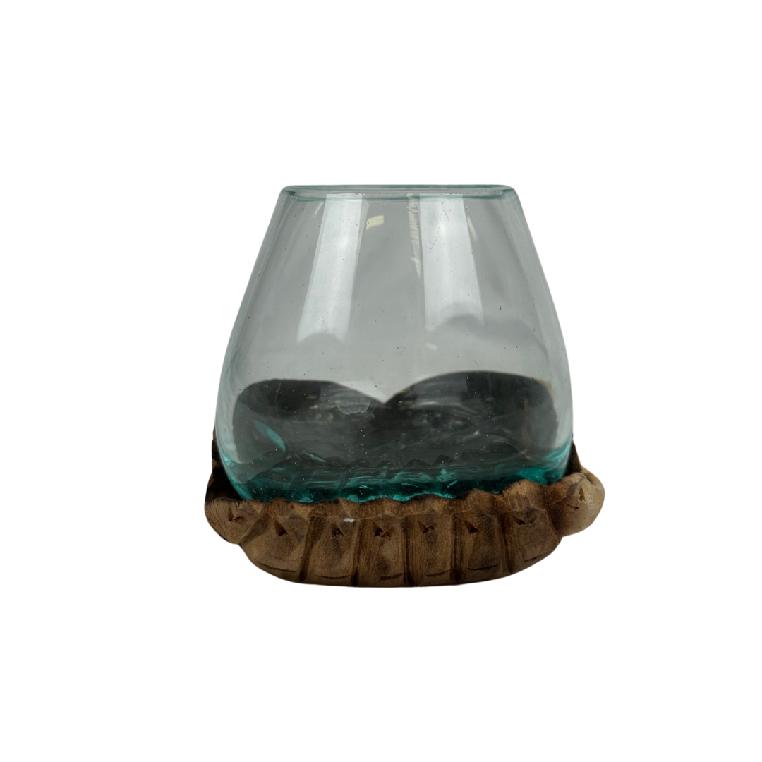 wood carving double hand terrarium