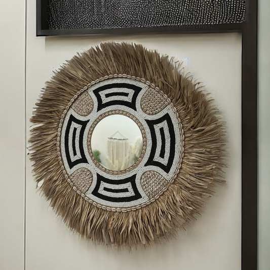 Handcrafted Round Shell Mirror