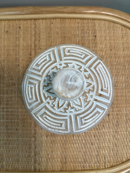 Hand-Carved Wooden Jar with Lid