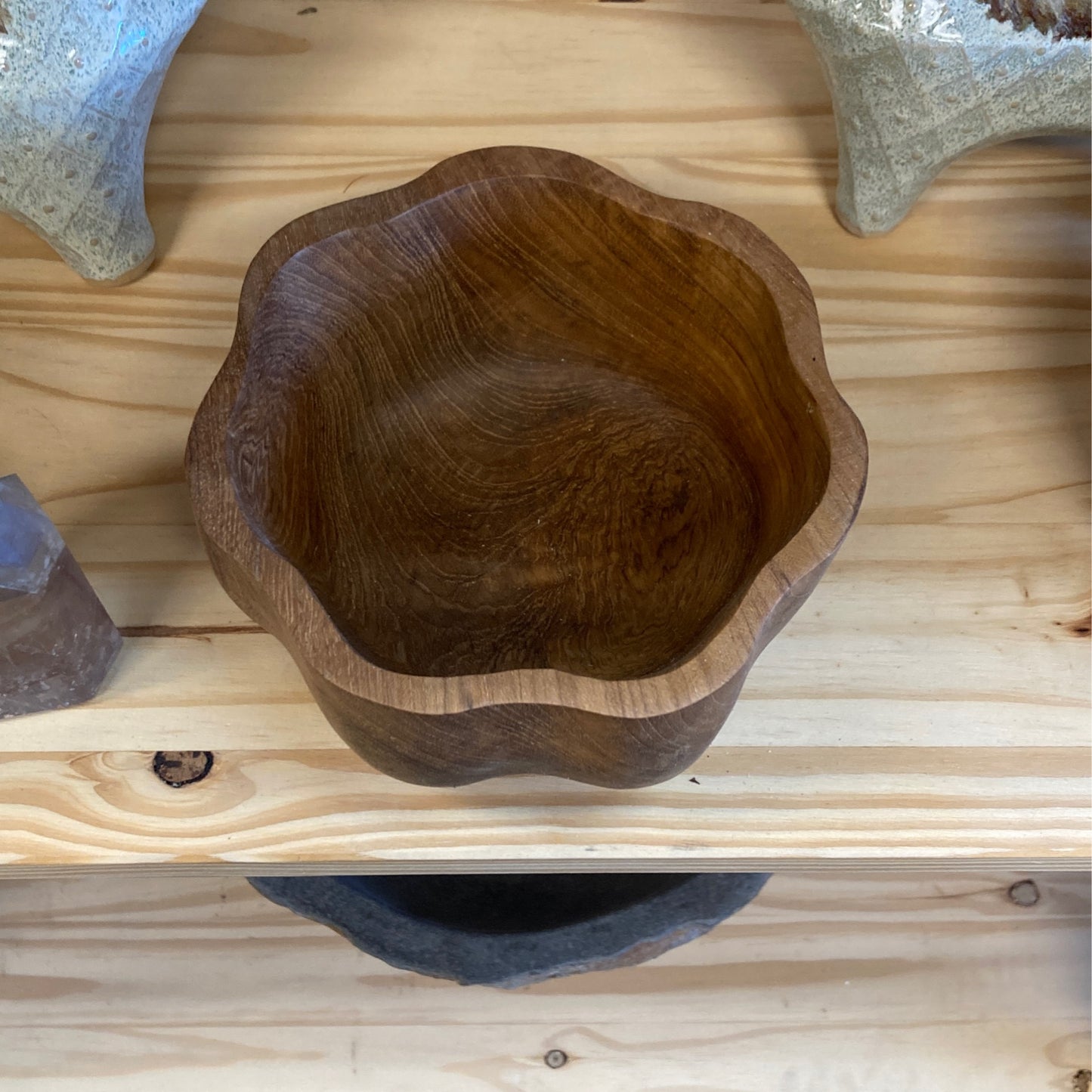 Teak Wood Flower Bowl