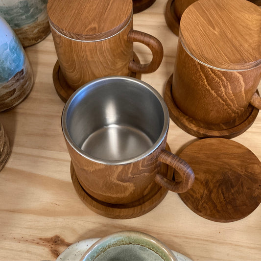 Stainless Steel & Teak Wood Mug