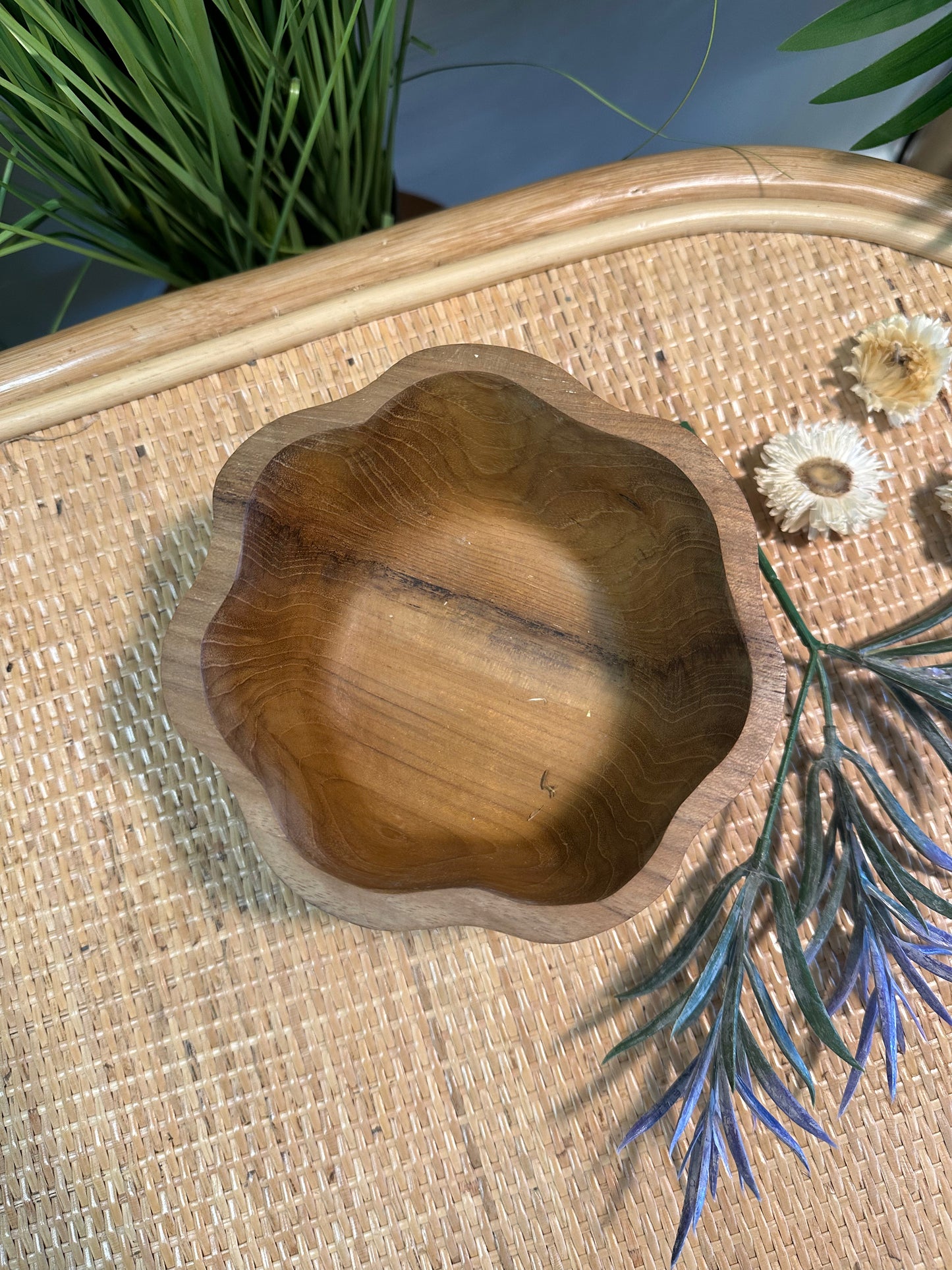 Teak Wood Flower Bowl